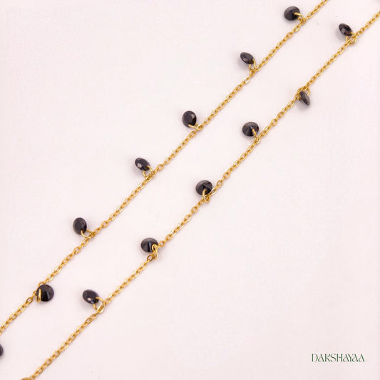 Black Crystal Charm Anklets