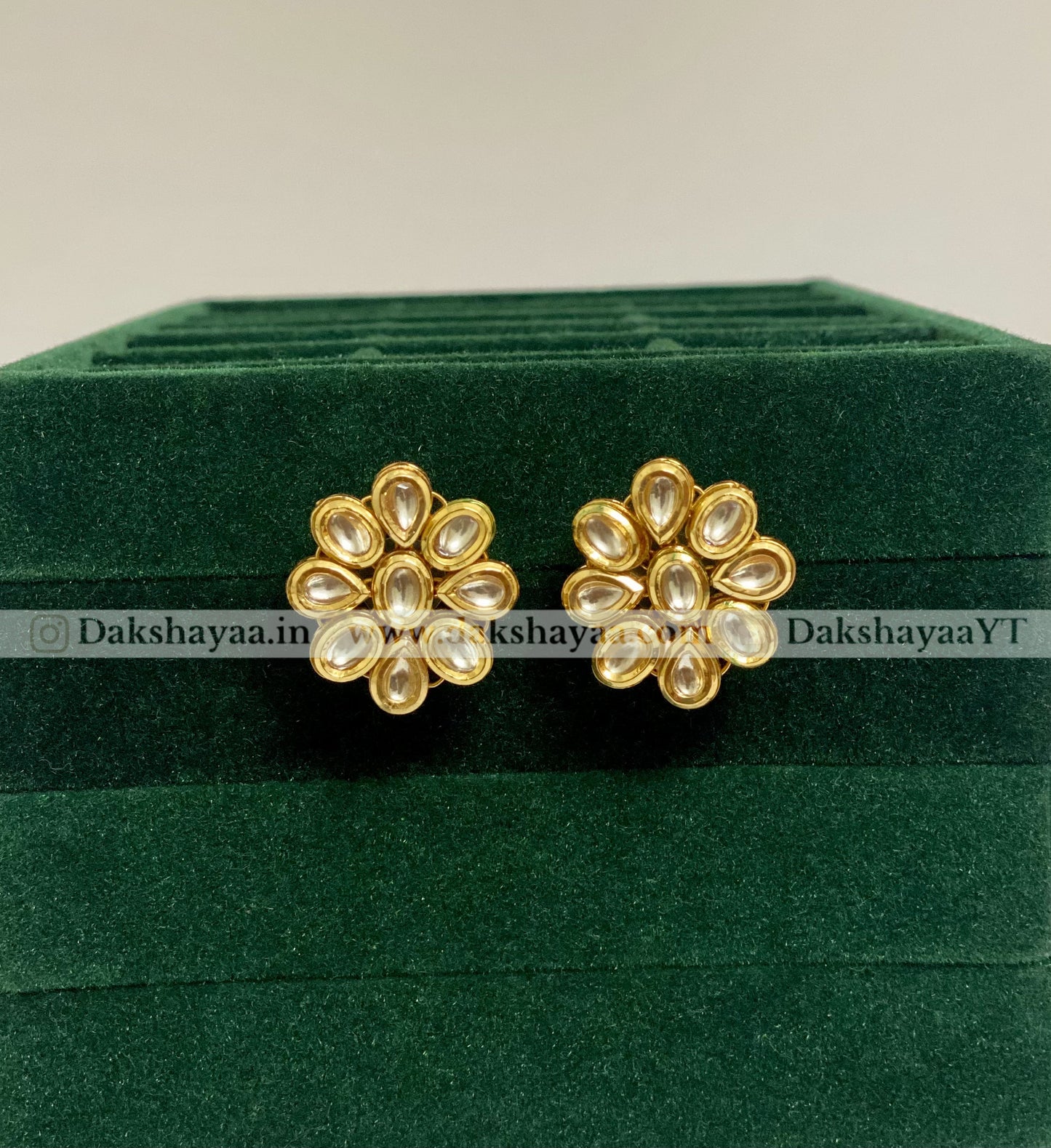 All-White Kundan Floral Stud Earrings