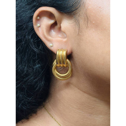 Triple Coil Hoop Stud Earrings