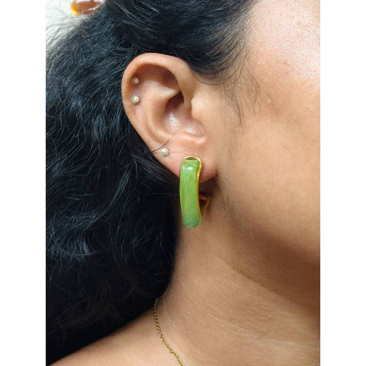 Jade Cuff Hoop Earrings