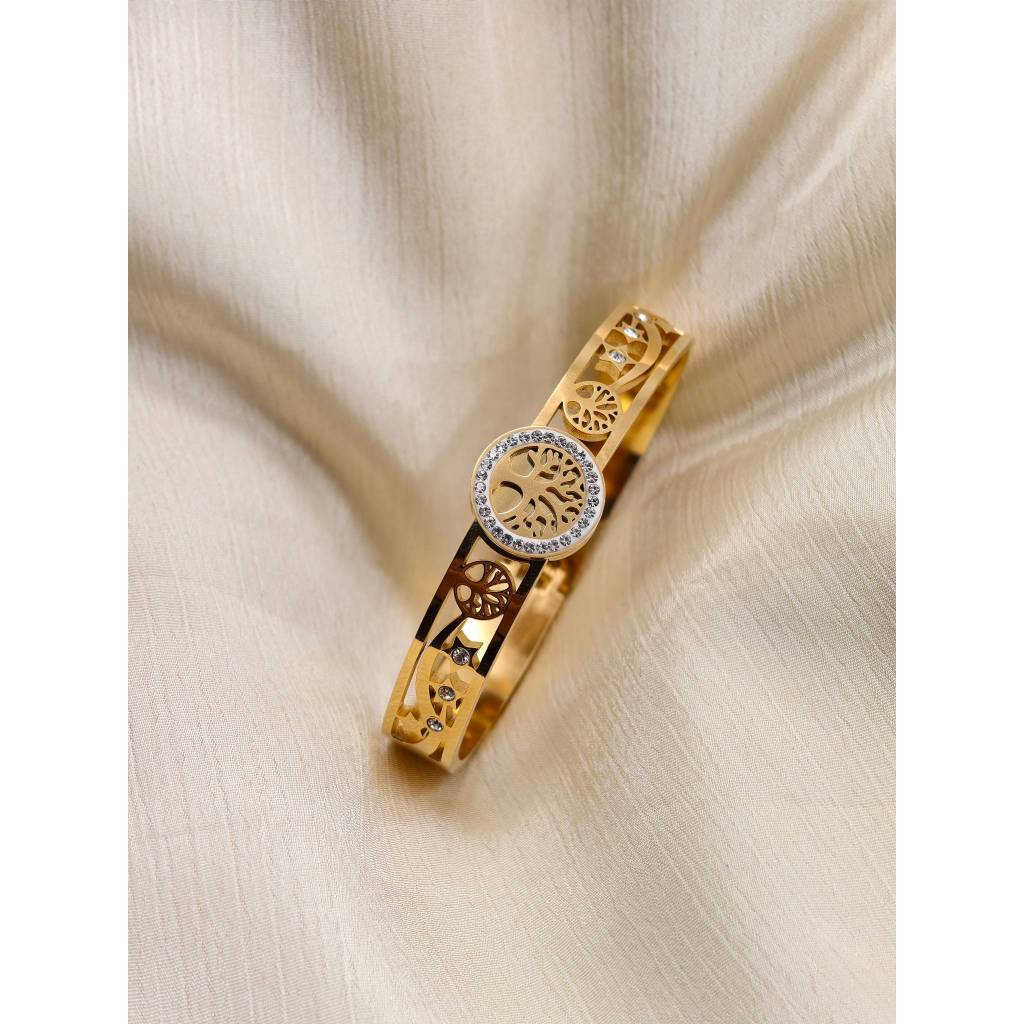Tree of Life CZ Openwork Bracelet | 18K Gold Plated