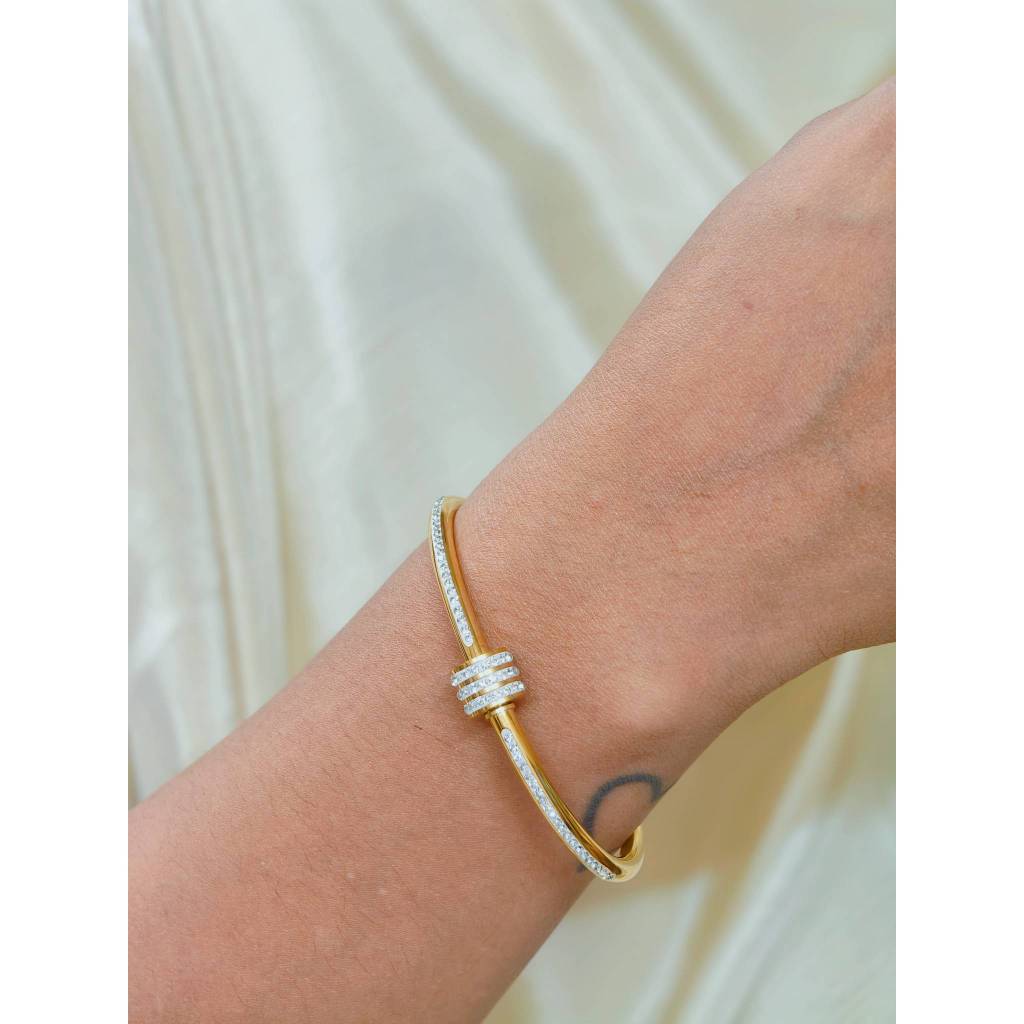 Triple Row CZ Bar Bangle