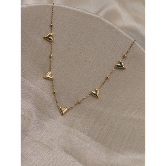 Heart Bead Station Necklace