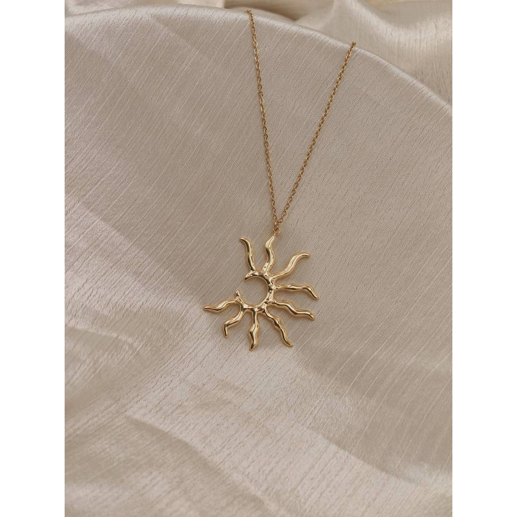 Bold Abstract Sun Pendant Necklace