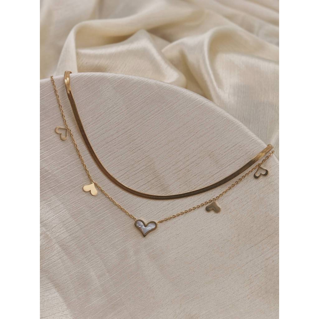 Minimalist Gold Heart Layered Necklace