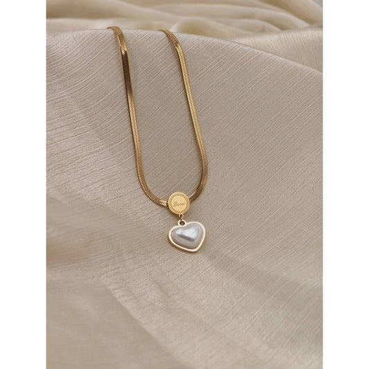 Chunky Pearl Heart Snake Chain