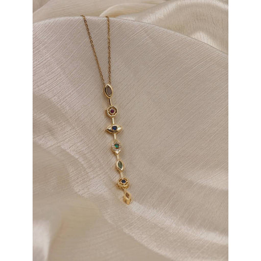 Evil Eye Station Drop Necklace