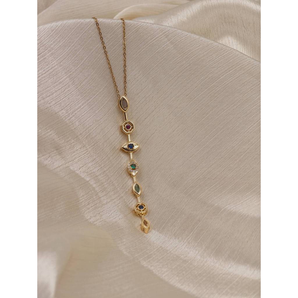 Evil Eye Station Drop Necklace