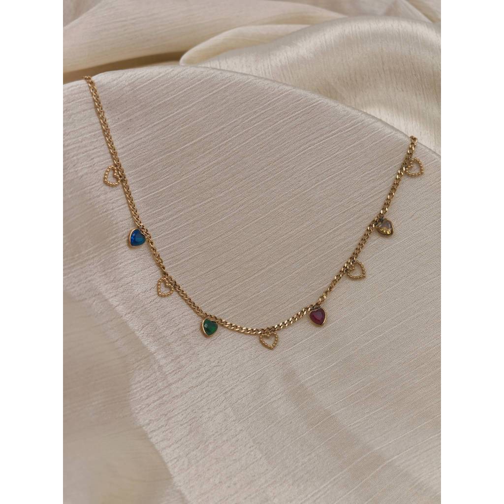 Rainbow Heart Dangle Necklace