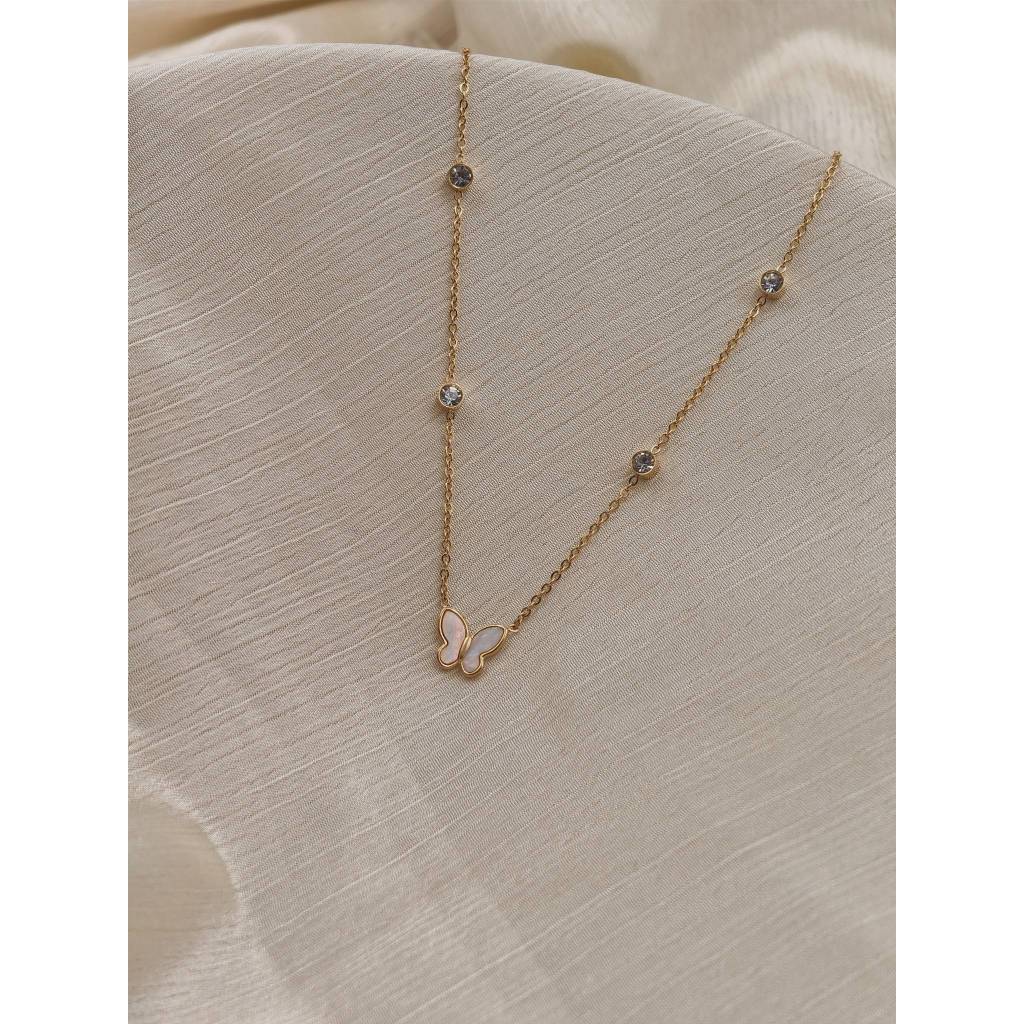 Minimalist Mother-of-Pearl Butterfly Necklace