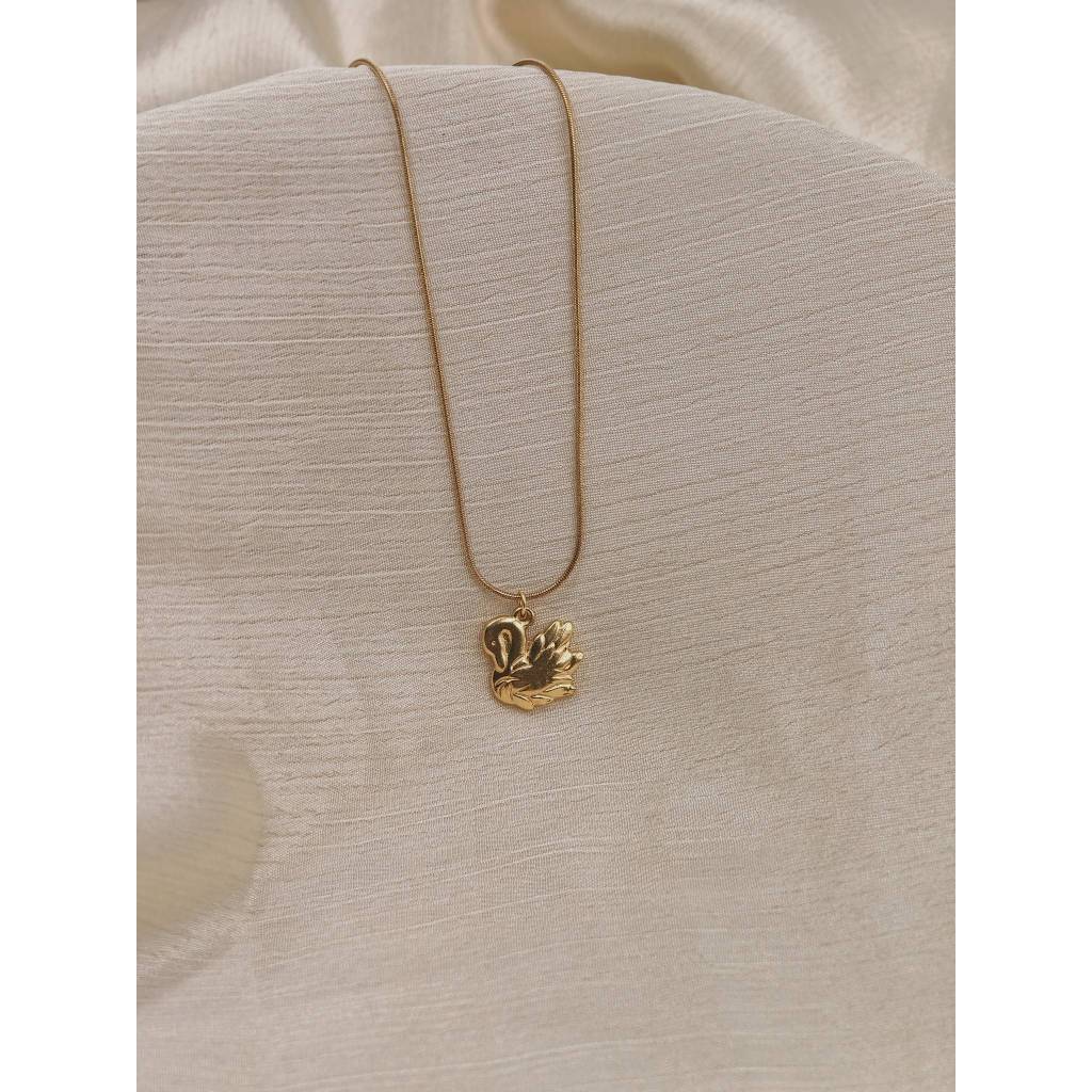 Golden Swan Pendant Necklace