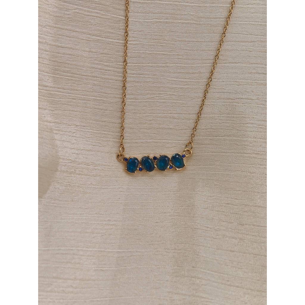 Navy Blue Bar Pendant Necklace