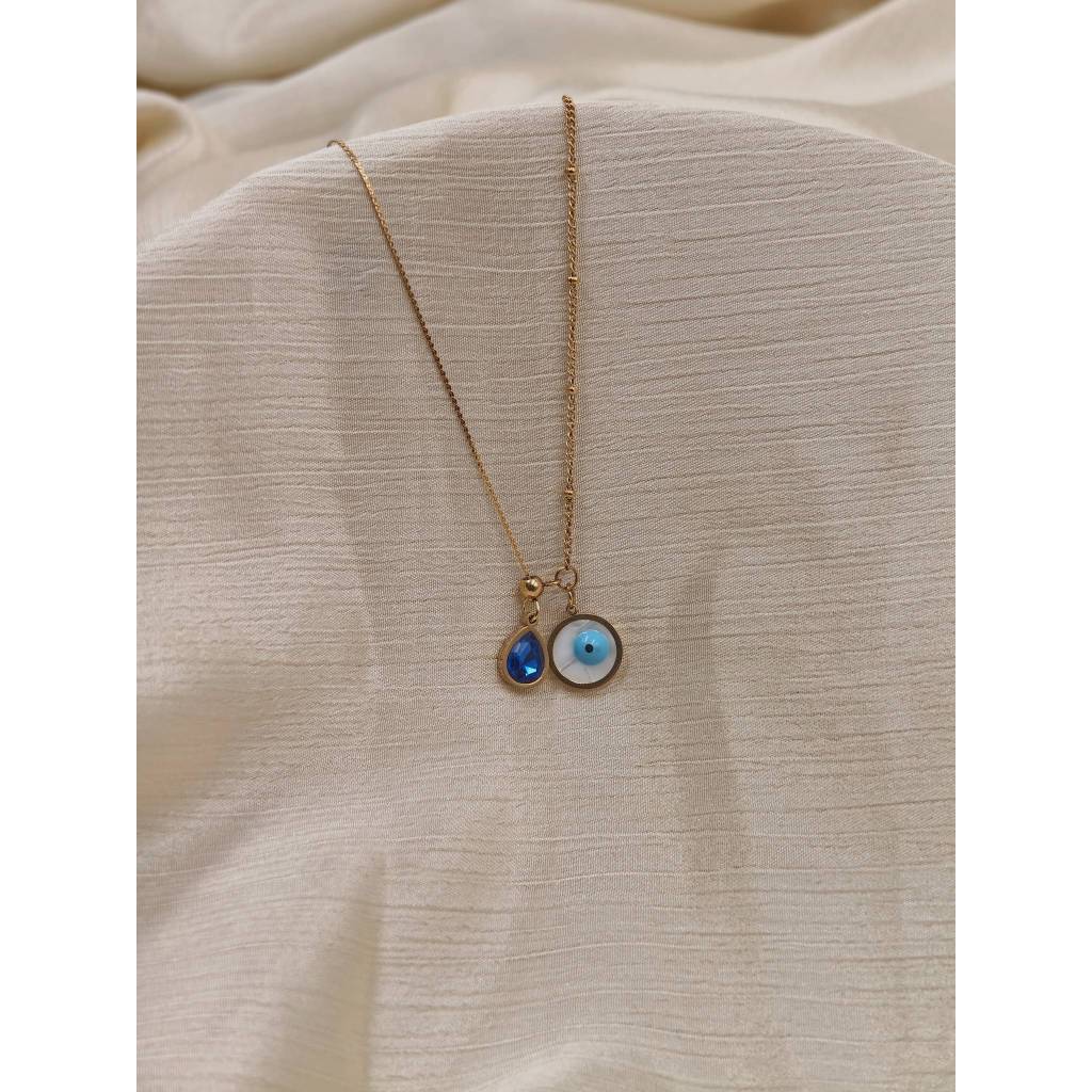 Double Evil Eye Drop Necklace