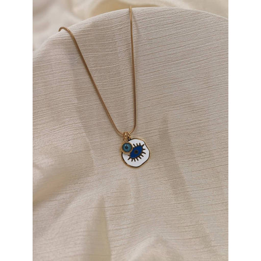White Enamel Evil Eye Necklace