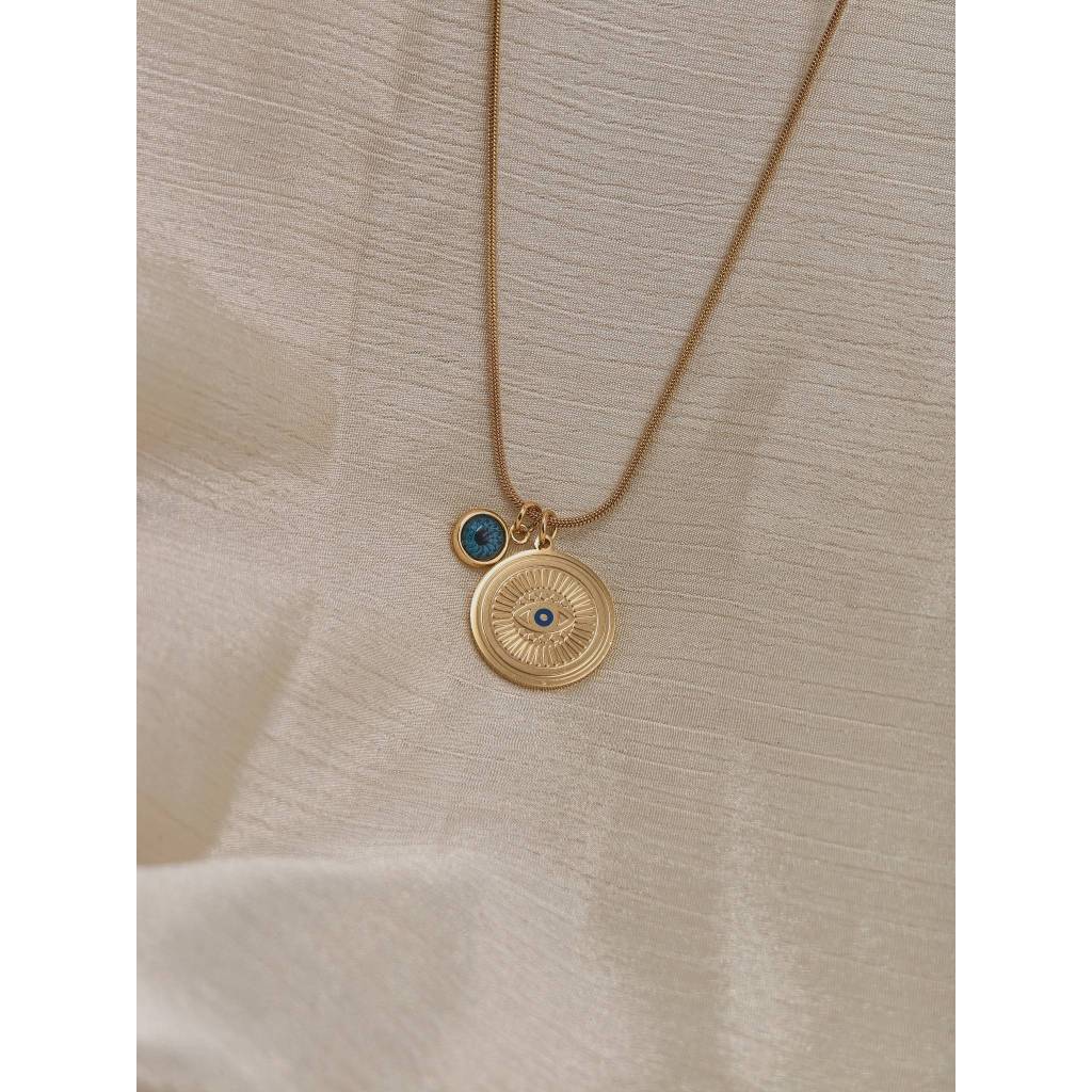 Double Evil Eye Coin Necklace