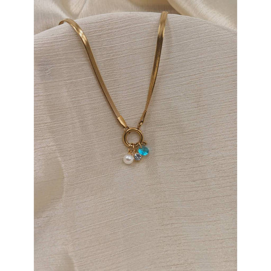 Pearl & Gem Drop Necklace