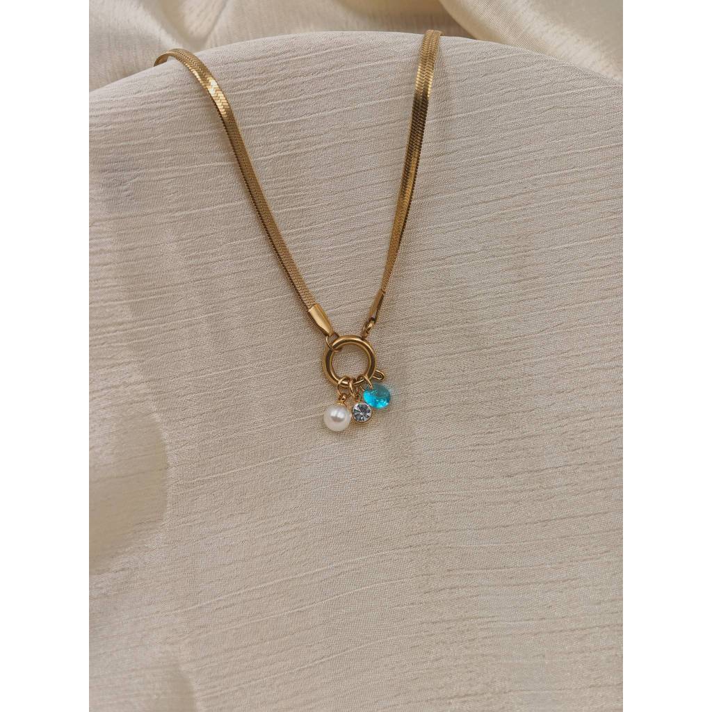 Pearl & Gem Drop Necklace