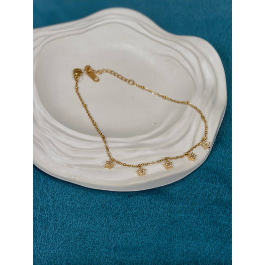 Star CZ Charm Anklet Pair