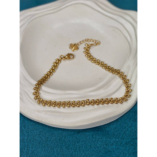 Leaf Link Chain Anklet Pair