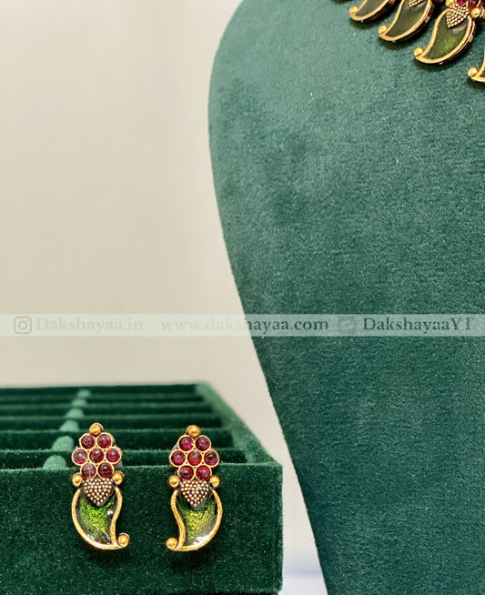 Antique Floral Green Temple Choker Set