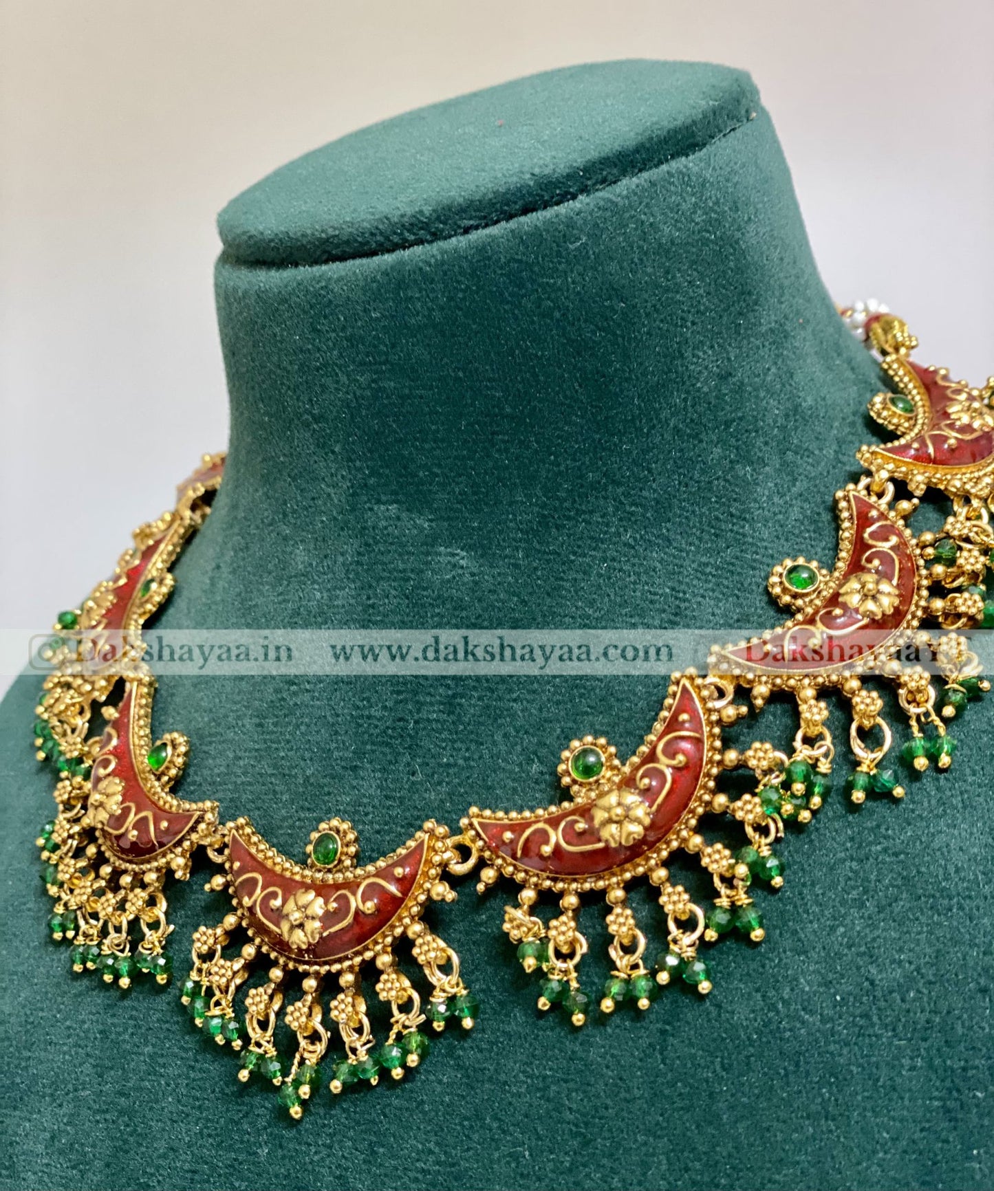 Matte Half Moon Enamel Temple Choker Set