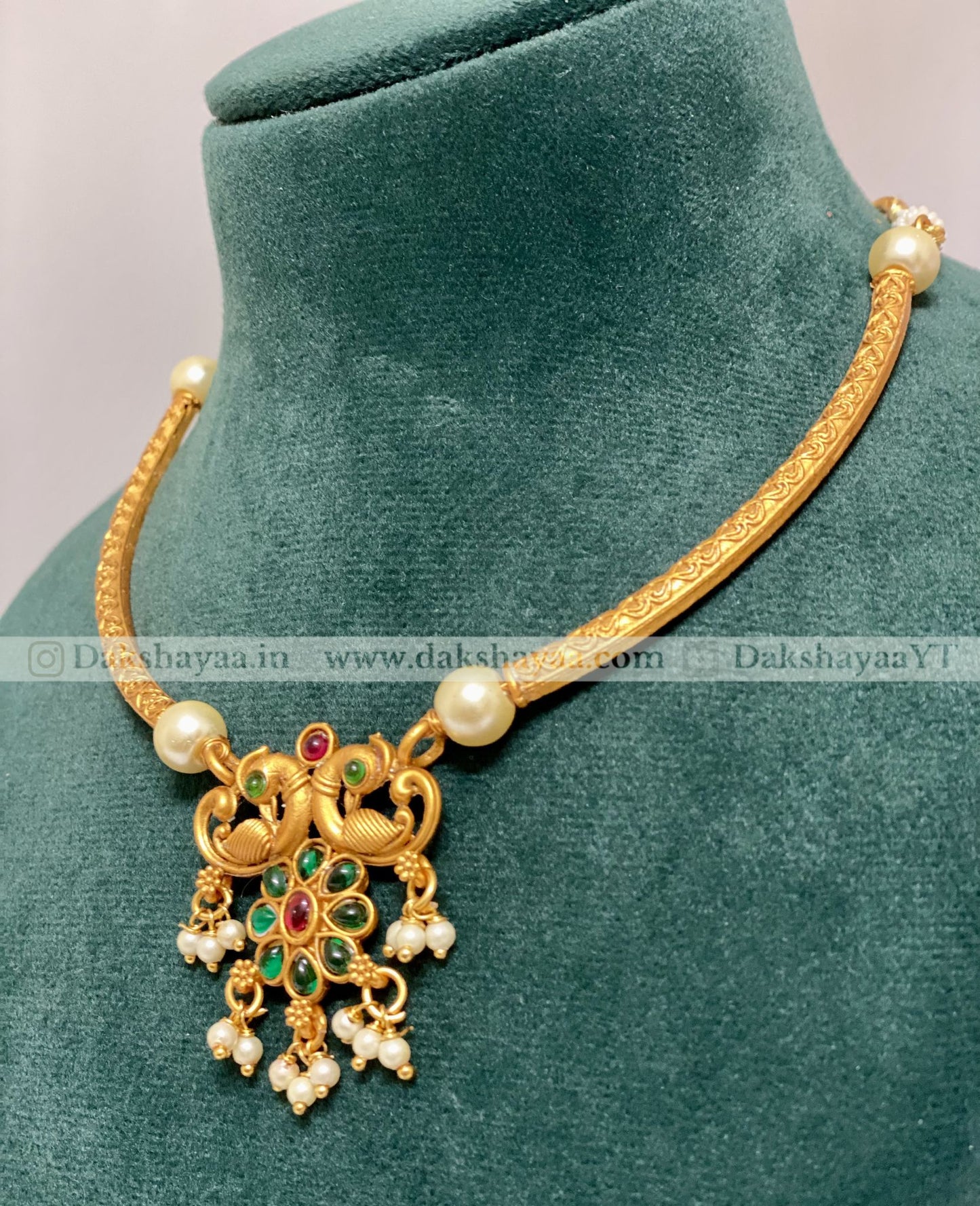 Twin Peacock Antique Choker Necklace Set