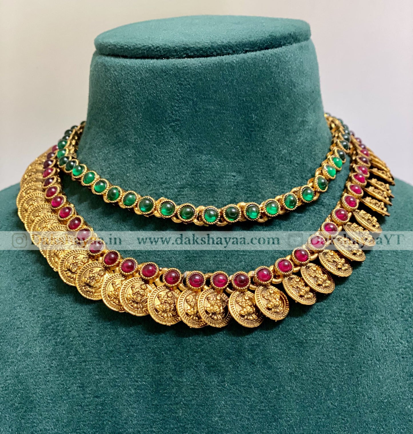Lakshmi Coin Antique Double Layer Necklace Set