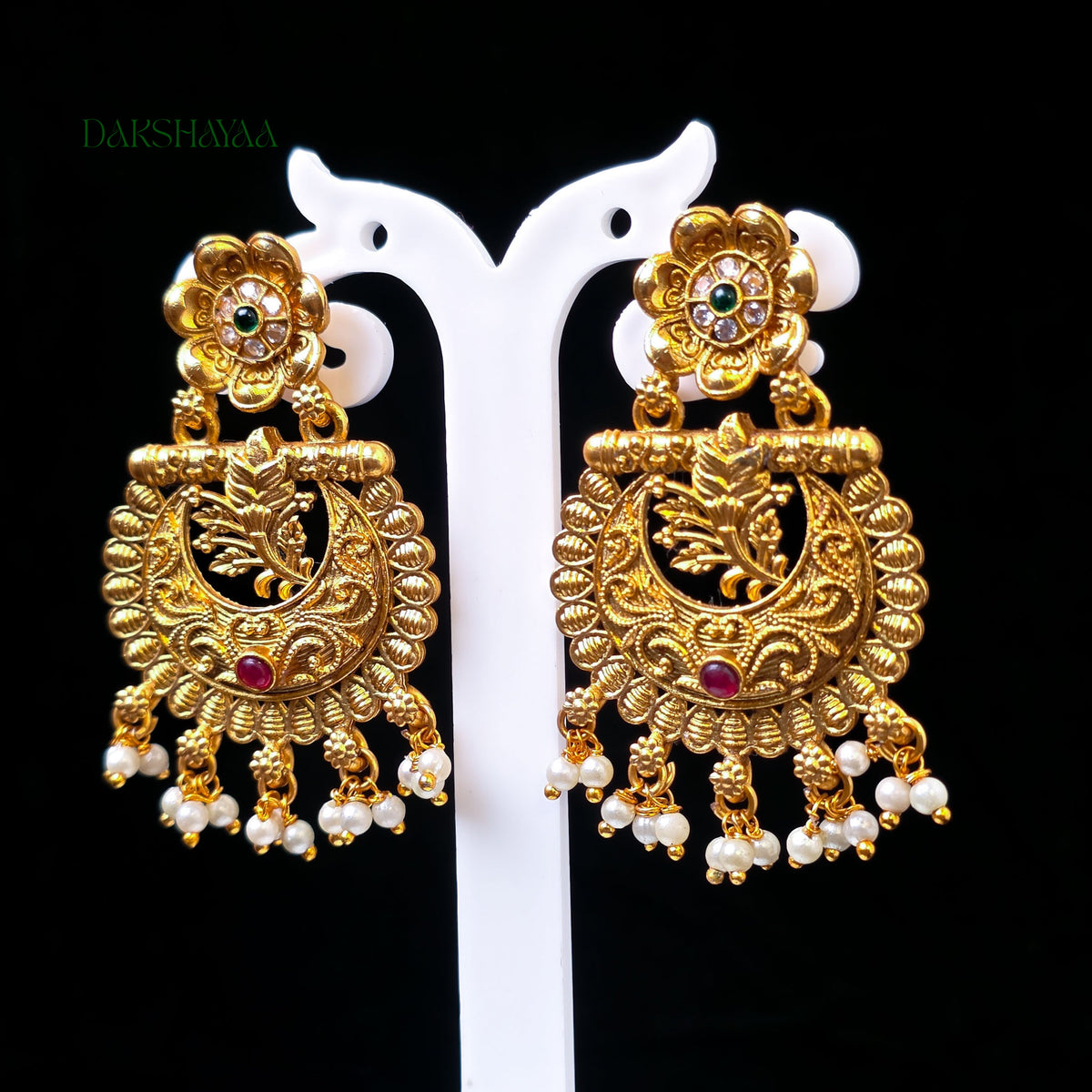 Floral Filigree Pearl Drop Earrings