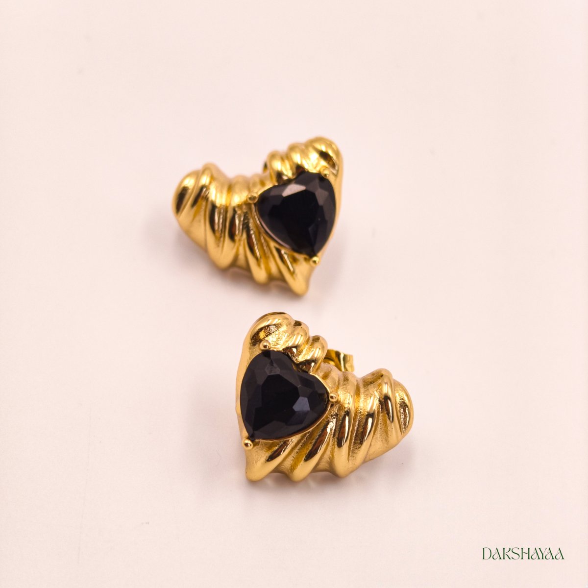 Black Heart Bloom Earrings