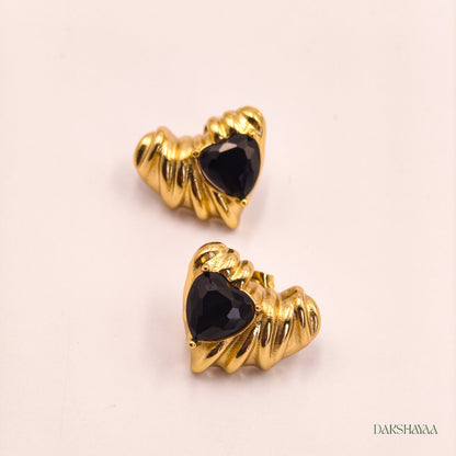 Black Heart Bloom Earrings