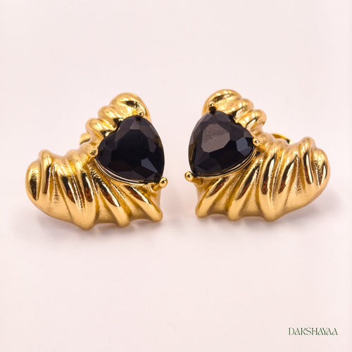 Black Heart Bloom Earrings