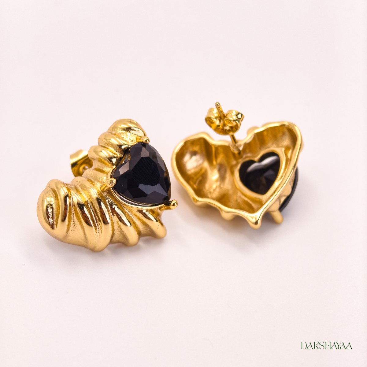 Black Heart Bloom Earrings