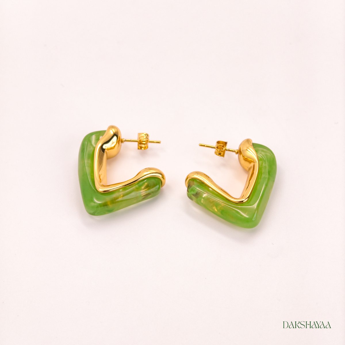 Jade Glow Heart Earrings