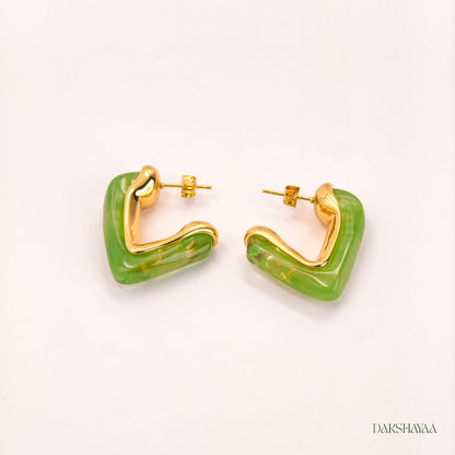 Jade Glow Heart Earrings