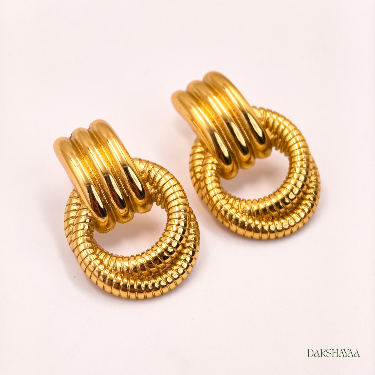 Triple Coil Hoop Stud Earrings
