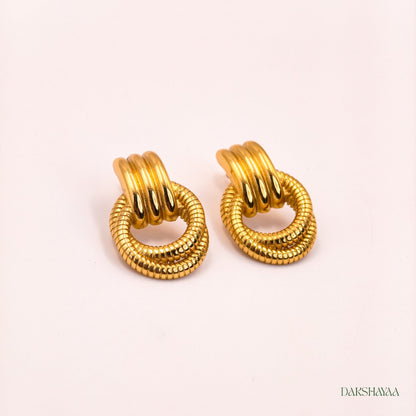 Triple Coil Hoop Stud Earrings