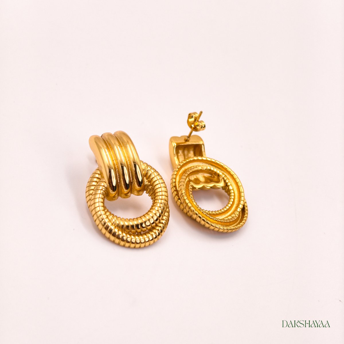 Triple Coil Hoop Stud Earrings