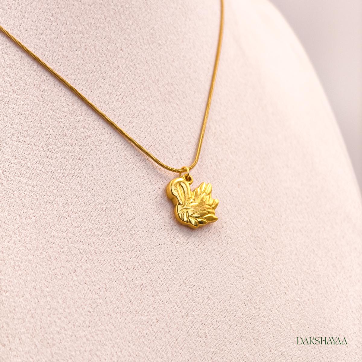Golden Swan Pendant Necklace