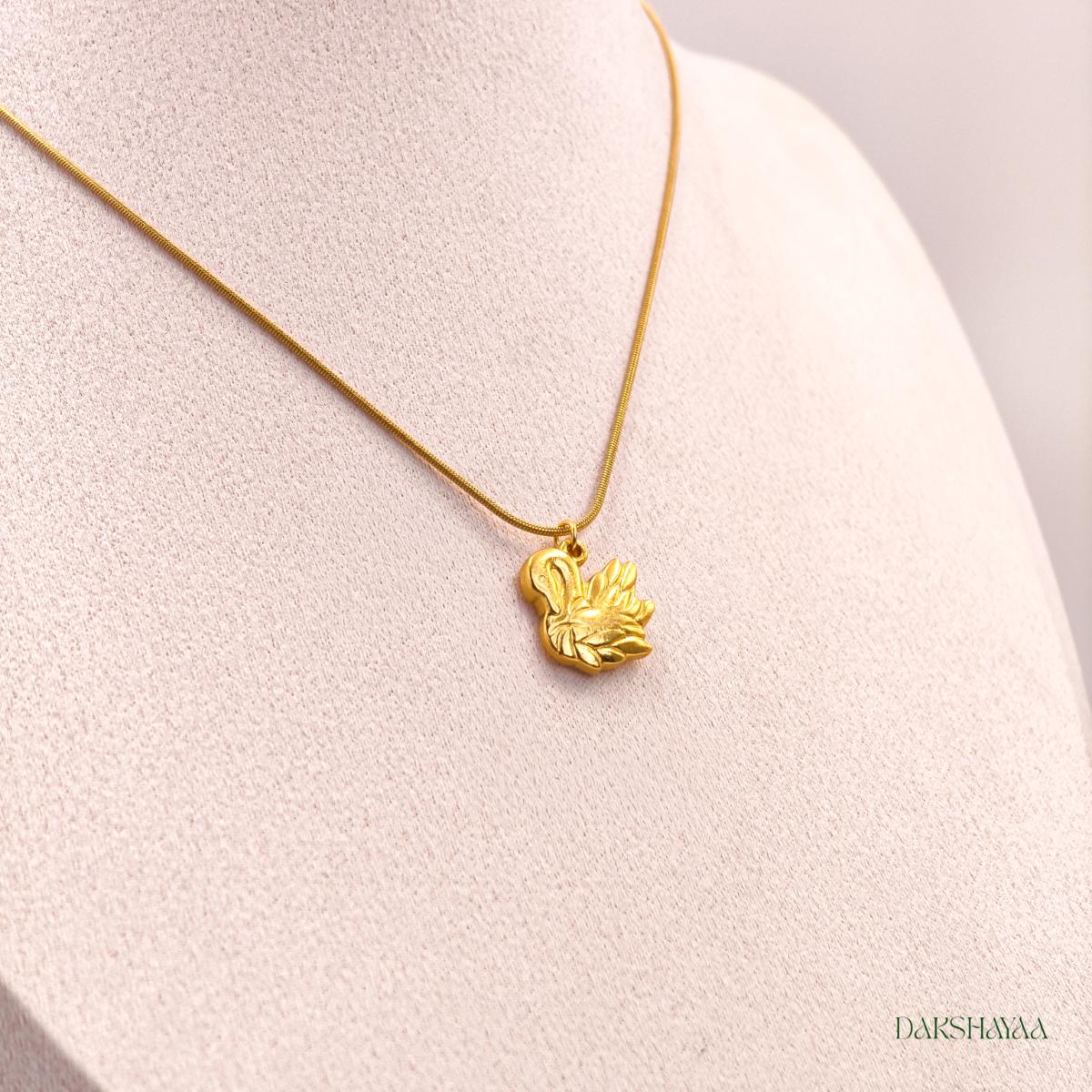 Golden Swan Pendant Necklace
