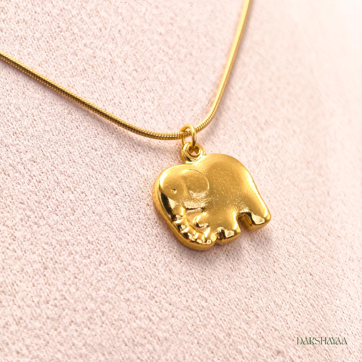 Textured Elephant Pendant Necklace