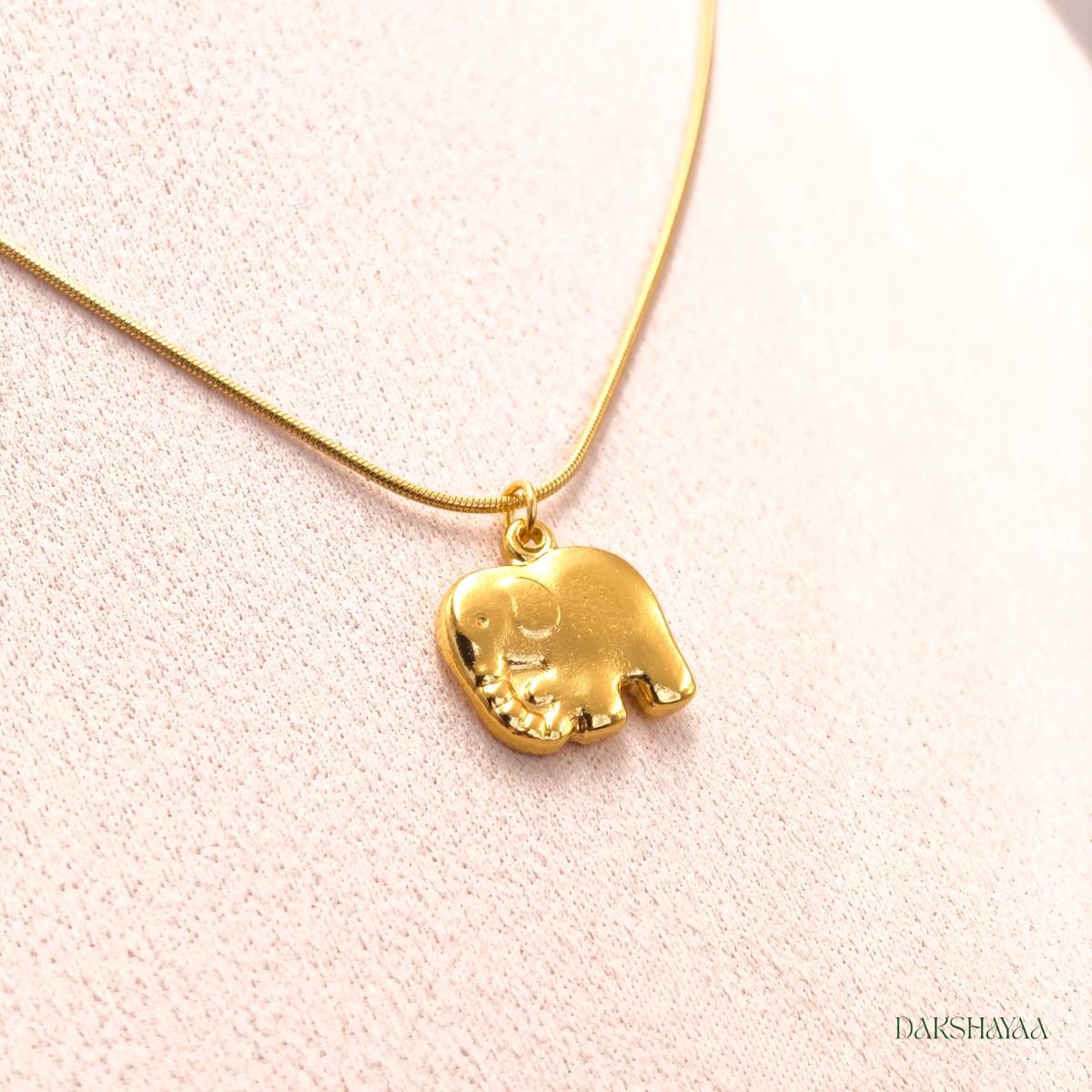 Textured Elephant Pendant Necklace