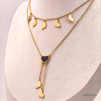 Dual Layer Black Enamel Heart Necklace