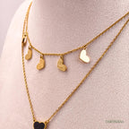 Dual Layer Black Enamel Heart Necklace