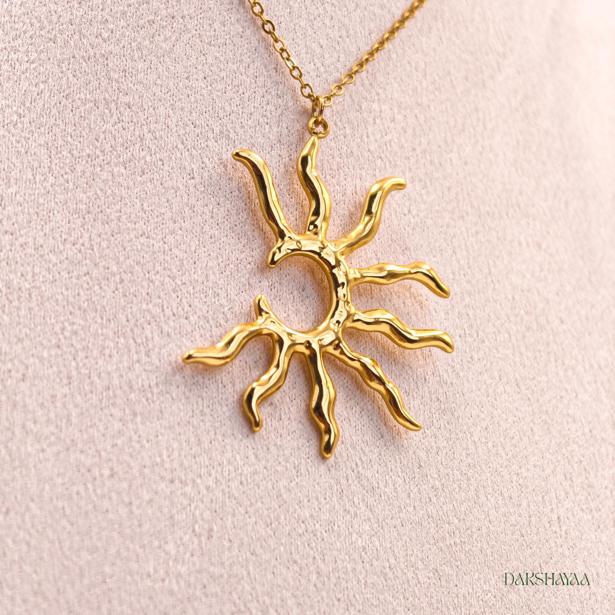 Bold Abstract Sun Pendant Necklace