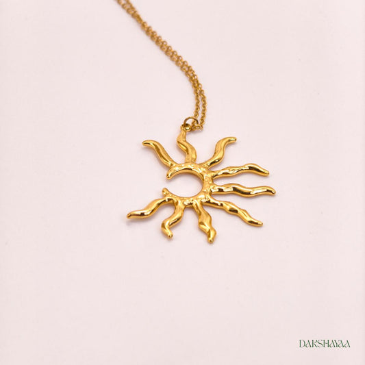 Bold Abstract Sun Pendant Necklace