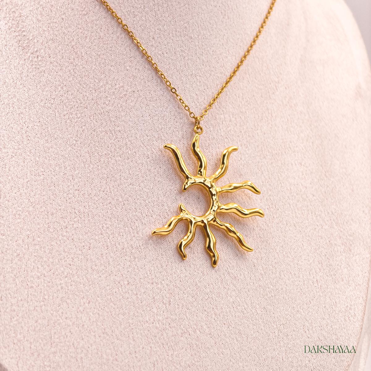 Bold Abstract Sun Pendant Necklace