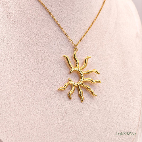 Bold Abstract Sun Pendant Necklace