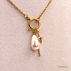 Star & Teardrop Pearl Charm Necklace