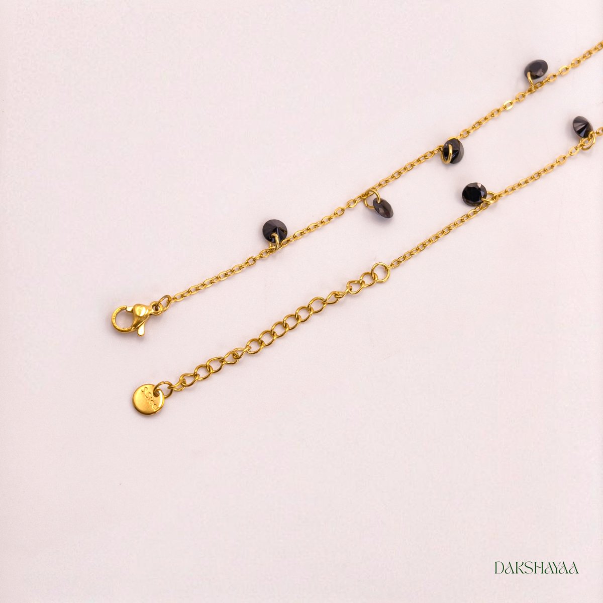 Black Crystal Charm Anklets