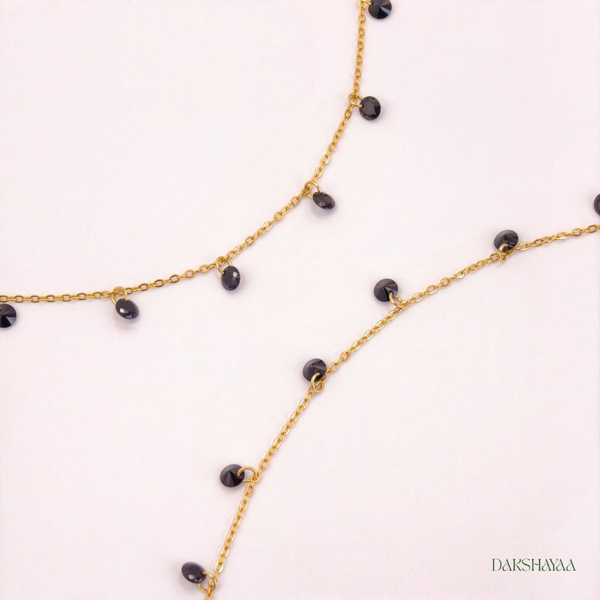Black Crystal Charm Anklets